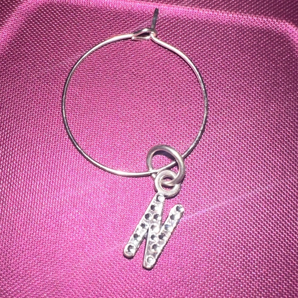 Swarovski crystal wine glass charm initial “N”